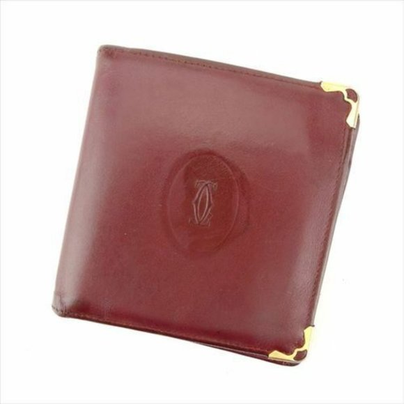 Authentic Cartier Wallet Purse Bifold Mastline Red Gold leather Woman - Picture 1 of 8